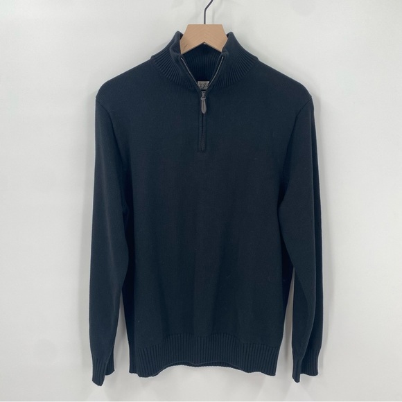 Knit for J. Crew Black 1/4 Zip Up Sweater with Mock Turtleneck Men’s Medium - Picture 2 of 6